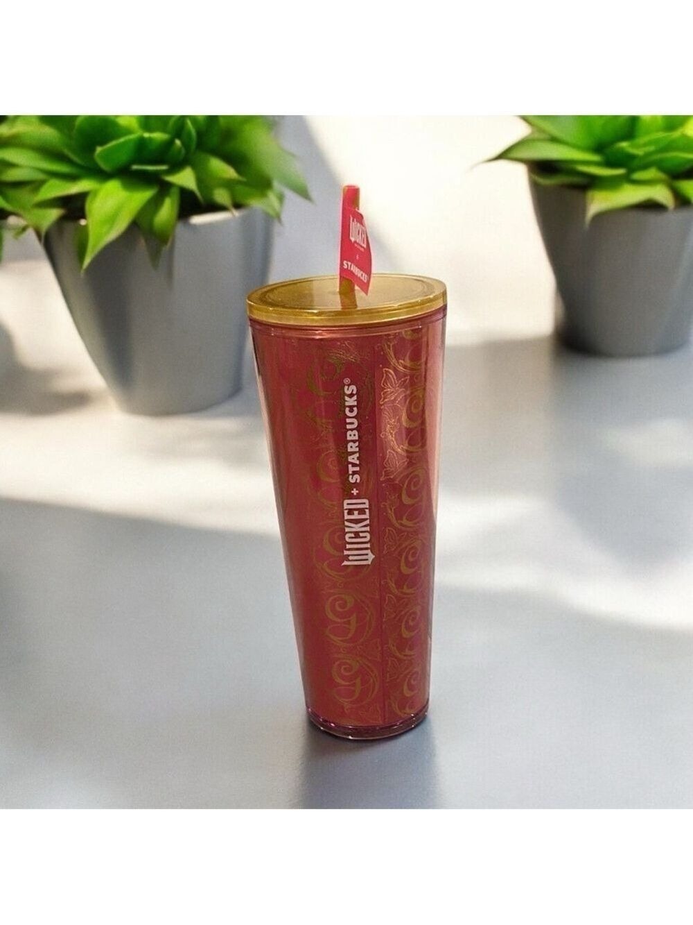 Starbucks Wicked Glinda pink & gold 24 oz venti cold tumbler cup - Picture 5 of 9